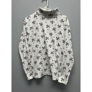 Vintage Willow Bay Turtleneck Long Sleeve Top with Snowman and Snowflake Print